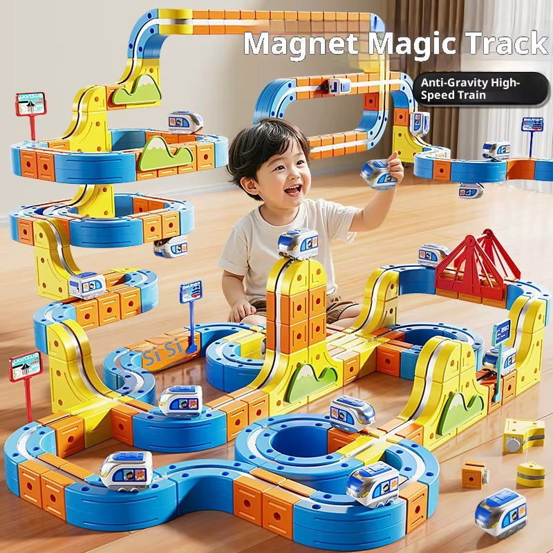 Electric Magnetic Train Set: DIY Track Montessori STEM Toy for Cognitive Development - Ideal Christmas Gift for Children