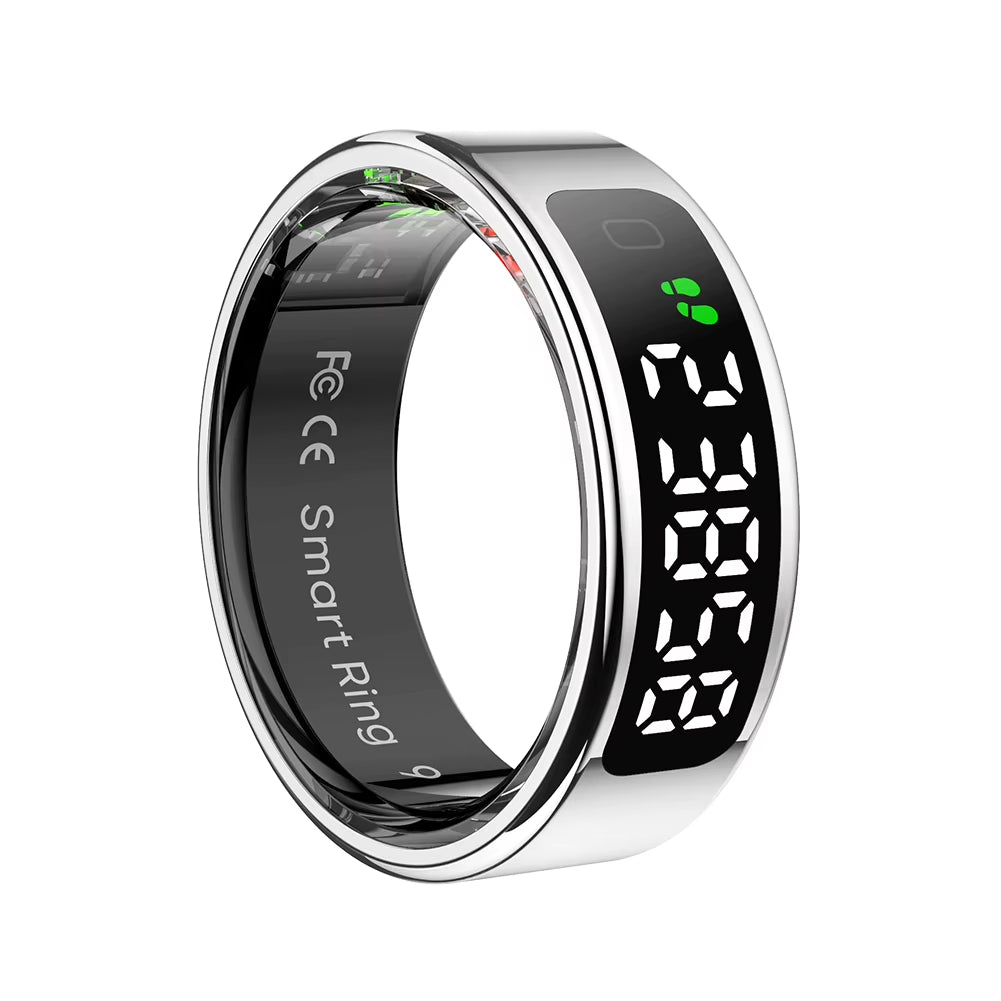 R11 Smart Ring with Display Screen and Touch Health Manager Wireless Charging Fitness Ring 5 ATM Waterproof for Android & Ios