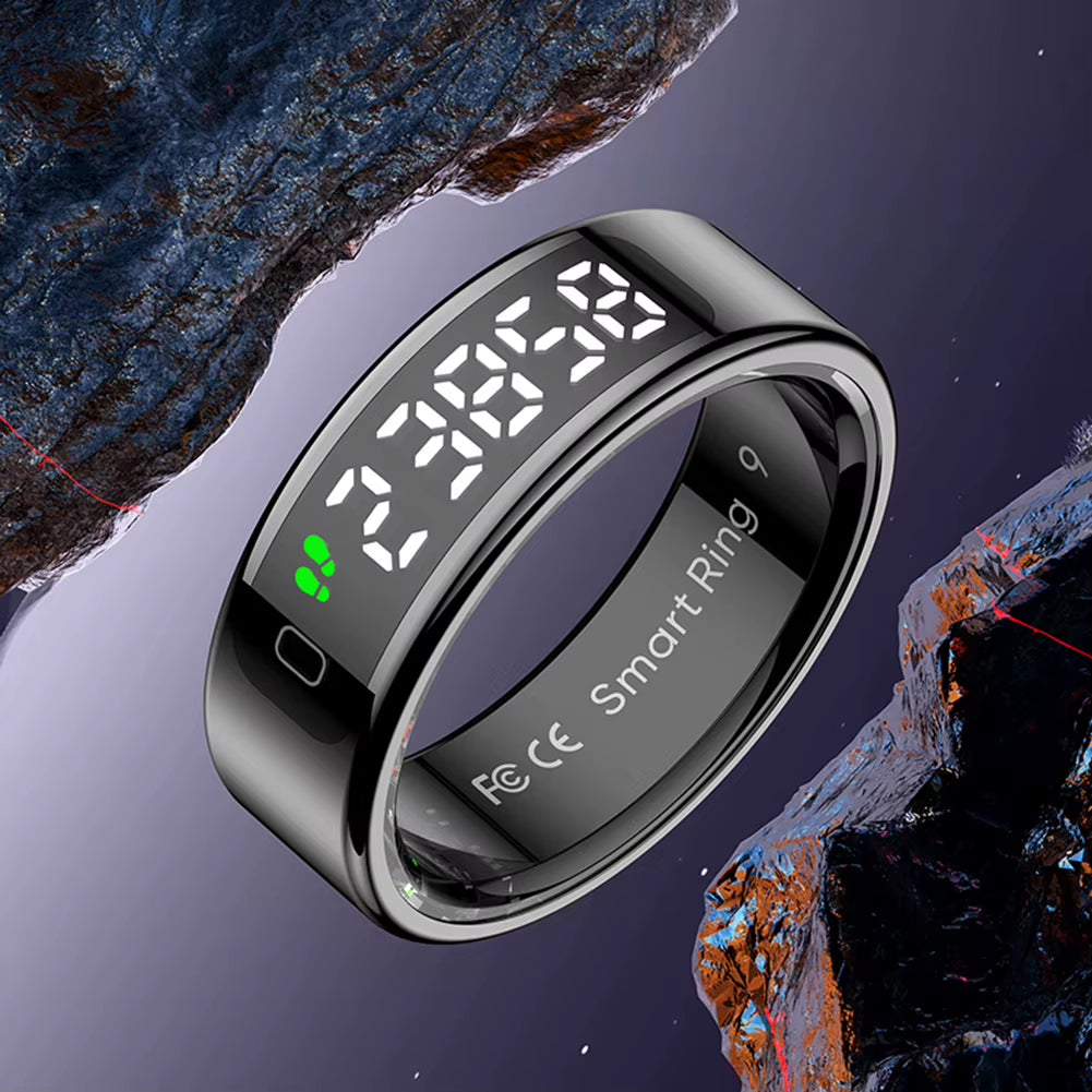 R11 Smart Ring with Display Screen and Touch Health Manager Wireless Charging Fitness Ring 5 ATM Waterproof for Android & Ios