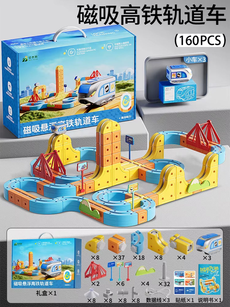Electric Magnetic Train Set: DIY Track Montessori STEM Toy for Cognitive Development - Ideal Christmas Gift for Children