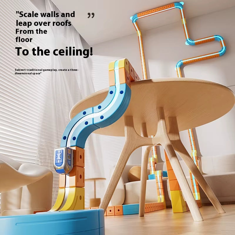 Electric Magnetic Train Set: DIY Track Montessori STEM Toy for Cognitive Development - Ideal Christmas Gift for Children