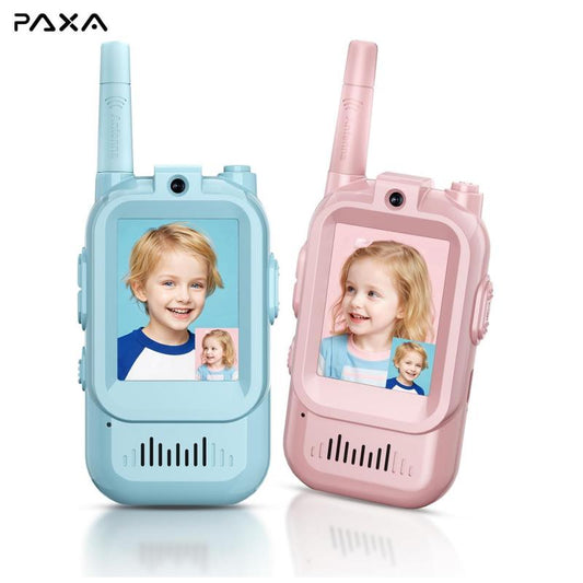 PAXA Video Call Intercom Christmas Gift Handheld 2 Pack Rechargeablevideo Intercom Kids Walkies Talkies, Indooroutdoor Toys for Family Games, Outside, Camping